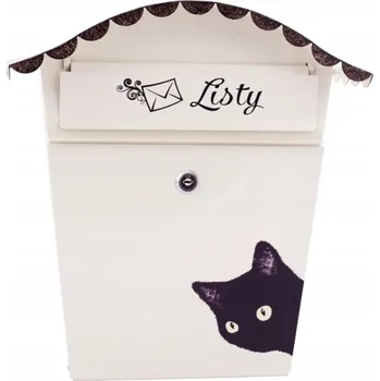 Poštovní schránka Aqbau bílá poštovní schránka ručně malovaná, vzor Kot1