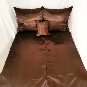 Povlečení Saténové Povlečení 220+ 2x70x80 MOKER Čokoláda