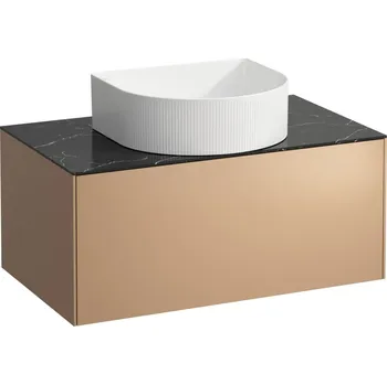 Koupelnový nábytek LAUFEN SONAR Skříňka pod umyvadlo, s 1 zásuvkou, pro umyvadlové mísy H812340, H812341, H812342, H812343, s výřezem uprostřed 775x455, Měď & nero marquina - H4054110341411