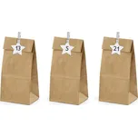 Adventní kalendář papírové sáčky přírodní s čísly a kolíčky 8x6,5x21 cm, 24 ks