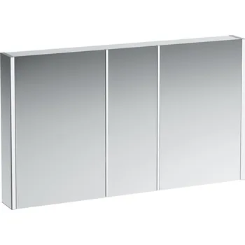 Koupelnový nábytek LAUFEN FRAME 25 Hliníková zrcadlová skříňka, podélné LED osvětlení, el. zásuvka a senzorový spínač osvětlení 1300x150, Bílá lesklá - H4087049001451