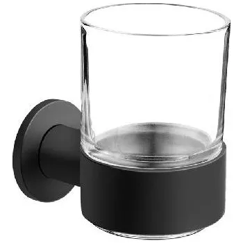 Držák na kartáček Novaservis Ferro Smile - Držák kartáčků a pasty, sklo/černá ASM03BL