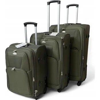 EASY TRIP sada tří kufrů na kolečkách, měkké textilní, s kapsami