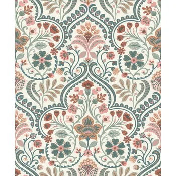 Tapeta DEKORATIVNÍ TAPETA ROSTLINNÝ VZOR KVĚTY LISTY VINYLOVÁ NA VLIESU