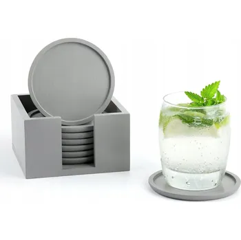 Podtácek Bambusové podtácky pod sklenice a hrnky, kulaté, sada 8 ks, šedé