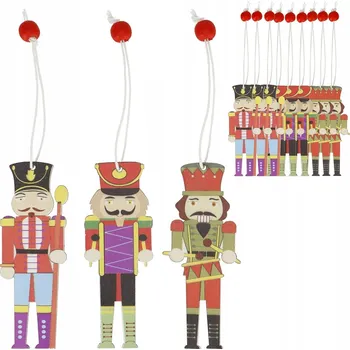 Vánoce OZDOBA NA STROMEK LOUSKÁČEK DĚDEK MRÁZ 9ks DŘEVĚNÉ DEKORACE