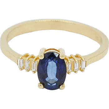 Prsten Zlatý briliantový psten se safírem