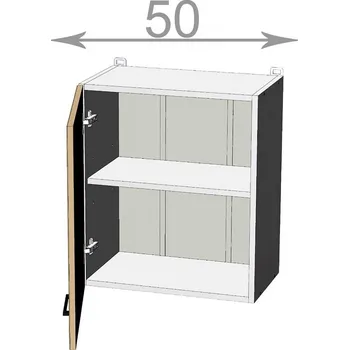 Kuchyňská linka Capri W5057, kuchyňská vysoká skříňka nad digestoř š.50, korpus grafit, dvířka dub Craft bílý