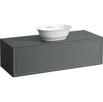 Koupelnový nábytek LAUFEN THE NEW CLASSIC Skříňka pod umyvadlo 1200, s 1 zásuvkou, s výřezem uprostřed, pro umyvadlové mísy H812852, H812853 1175x455, Šedá traffic - H4060210856271