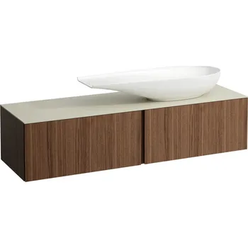 Umyvadlo LAUFEN ILBAGNOALESSI Zásuvkový element 1600, se 2 zásuvkami, s výřezem vpravo, s vrchní deskou Calce Avorio vč. otvoru pro baterii, pro umyvadlo H818974 1600x500, Noce canaletto - Dřevěná dýha - H4313450976301