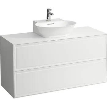 Koupelnový nábytek LAUFEN THE NEW CLASSIC Skříňka pod umyvadlo 1200, se 2 zásuvkami, s výřezem uprostřed, pro umyvadla H816852 1175x455, Bílá lesk - H4060240856311