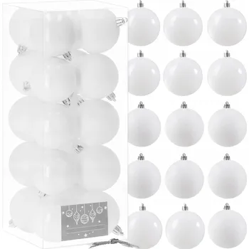 Vánoční dekorace VÁNOČNÍ BAŇKY NA VÁNOČNÍ STROMEČEK BÍLÉ OZDOBY VÁNOČNÍ DEKORACE 6 CM 20 KS