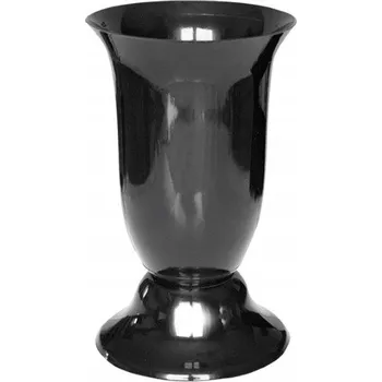 Váza Plastová váza na hrob s podstavcem, flakon černý 13,5 cm x 24 cm