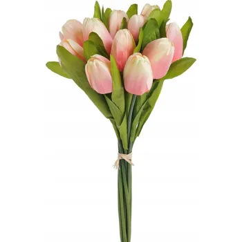 umělá květina TULIPÁNY KYTICE TULIPÁNŮ TULIPÁN 12x RŮŽOVÉ KRÉMOVÉ 36