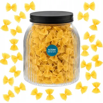 Sklenice Zavařovací Sklenice 1,3 l, těstoviny, krupice, skleněná kuchyňská nádoba Altom Design, rýhovaná