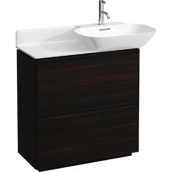 Nábytek LAUFEN BASE Skříňka pod umyvadlo, se 2 zásuvkami, pro umyvadla 813301, 813302, s držákem z tmavého hliníku 770x350, Tmavěhnědý jilm - H4030041102631