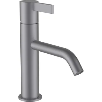 Vodovodní baterie LAUFEN Kartell LAUFEN Umyvadlová stojánková páková baterie, pevný výtok 135mm, průtok 5,3 l/min, bez automatické výpusti, PVD inox kartáčovaná ocel 1x1, no colour - H3113310901201