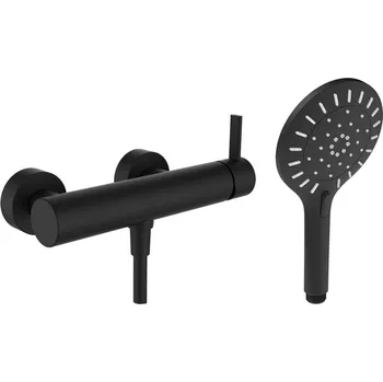 Vodovodní baterie LAUFEN MEDA Sprchová nástěnná páková baterie kompletní (sprchová hadice SimiFlex + ruční sprcha MyTwin100), rozteč armatur 150 mm, PVD titan černý mat 1x1, no colour - HF506650428600