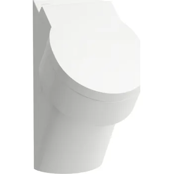 Klozet LAUFEN VAL Odsávací urinál rimless, vnitřní přívod vody, s otvory pro poklop, 1litrový sifón H894181 a poklop H894282 nutno objednat zvlášť 305x365, Bílá LCC Active (LAUFEN Clean Coat Active) - H840281A000001