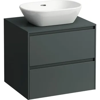 Koupelnový nábytek LAUFEN LANI Zásuvkový element 600, se 2 zásuvkami, s výřezem uprostřed, top 12 mm 585x495, Šedá traffic - H4043011122661