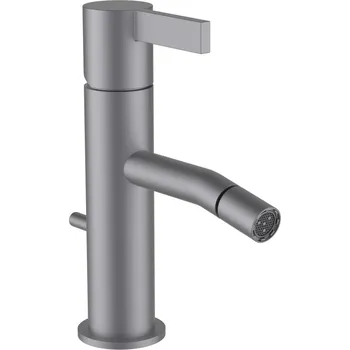 Vodovodní baterie LAUFEN Kartell LAUFEN Bidetová stojánková páková baterie, pevný výtok 110 mm, průtok 5,3 l/min, s ovládáním táhla automatické výpusti, bez automatické výpusti, PVD inox kartáčovaná ocel 1x1, no colour - H3413310901031