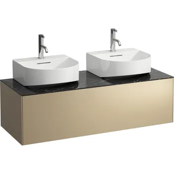 Koupelnový nábytek LAUFEN SONAR Skříňka pod umyvadlo, s 1 zásuvkou, pro umývátka H816341, s výřezy vlevo a vpravo 1175x455, Zlato & nero marquina - H4054540341401