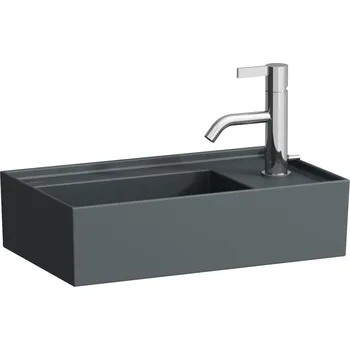 Umyvadlo Kartell LAUFEN Umyvátko, asymetrické, se skrytým opadem, s armaturní deskou vpravo 460x280, Grafit mat - H8153347581121