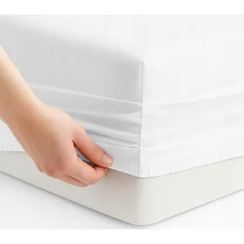 Prostěradlo Prostěradlo s gumou 90x200 +25 cm 100% Bavlna Saténová bílá MrTowel