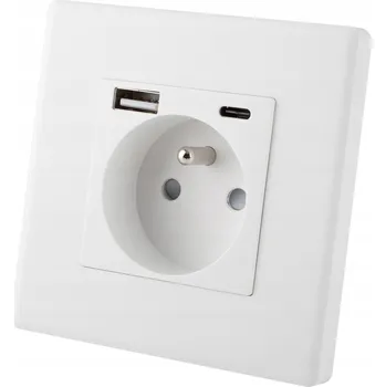 Elektrická zásuvka Bílá Dvojitá Zásuvka s USB Nabíječkou A+C 2.4A Sada s Rámem MIUUN Leo