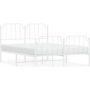 Postel Bílý kovový rám postele 196 x 146 x 102 cm s čelem a nožní deskou