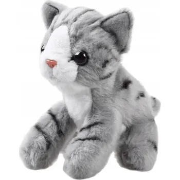 plyšák PLYŠÁK Zvířátko ŠEDÁ KOČKA Plyšový Mazlíček Přítulníček Pro miminka Plyšové Plyšáci