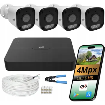 Bezpečnostní kamera Sada kamer pro monitoring 4 kamery DVS IP PoE 4Mpx DUAL LIGHT APLIKACE