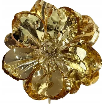 Obraz ZLATÁ MAGNOLIE NA KLIPSU Metalické Květy magnolie na vánoční stromeček Ozdoby Lístek