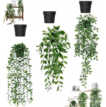 umělá květina 3 KS UMĚLÉ ROSTLINY A KVĚTINY ZÁVĚSNÉ ROSTLINY UMĚLÝ BŘEČŤAN 70 CM