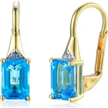 Náušnice Gems, Klasické náušnice Clementine, kombinované zlato s brilianty a modrými topazy (blue topazy), 585-38-3-4541.2ZB0.0.00.HSI.603.08