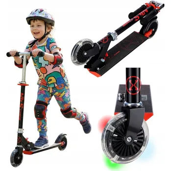 Koloběžka Dvoukolová koloběžka pro děti a mládež LED černo-červená skládací Nils