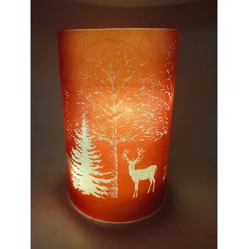 Vánoční dekorace VÁNOČNÍ LED LAMPION ZIMNÍ JELEN ČERVENÝ 14 CM NA BATERIE