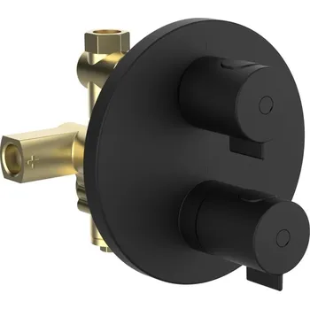 Vodovodní baterie LAUFEN THERM Termostatická podomítková sprchová baterie, kompletní včetně mosazného tělesa, PVD titan černý mat 200x150, no colour - HF506576428000