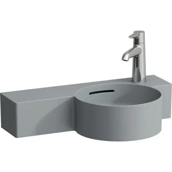 Umyvadlo LAUFEN VAL Kulaté umývátko, s odkládací plochou vlevo, řezatelné do 430 mm 550x315, Grafit mat - H8152847588121