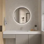 Erga Emma, kulaté LED zrcadlo 60cm, černý kovový rám, 1380 lm, 6500K, zadní osvětlení, ERG-V01-201-6060-BK