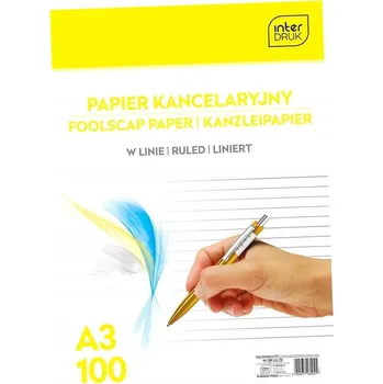 Kancelářský papír Kancelářský papír linkovaný A3, 100 listů Interdruk