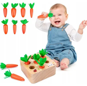 Dřevěná hračka Hra na třídění tvarů Mrkev Montessori hračky pro děti