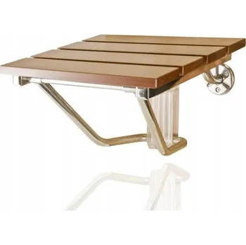 Koupelnové sedátko Dřevěná skládací stolička / sedátko do sprchy na zeď, nosnost až 160 kg