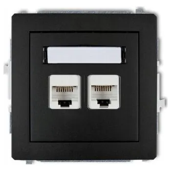 Elektrická zásuvka Zásuvka POČÍTAČ 2xRJ45 Cat5e KARLIK DECO ČERNÁ MATNÁ