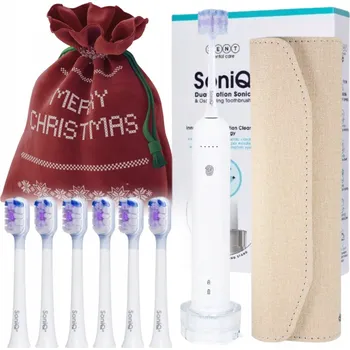 Elektrický zubní kartáček ZENT Vánoční sada Kartáček SoniQ+ pouzdro 6 náhradních hlavic sáček Dárek