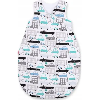 Zavinovačka Autíčka šedo-tyrkysová zavinovačka/spací pytel pro děti bavlna Velikost M (3-12 měsíců) TOG 2.5 celoroční