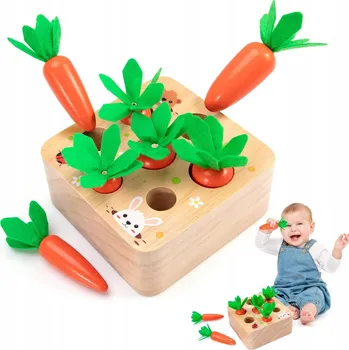 Dřevěná hračka DŘEVĚNÁ DOVEDNOSTNÍ HRA MONTESSORI MRKVE