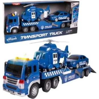 autíčko Policejní transportér s helikoptérou a autem