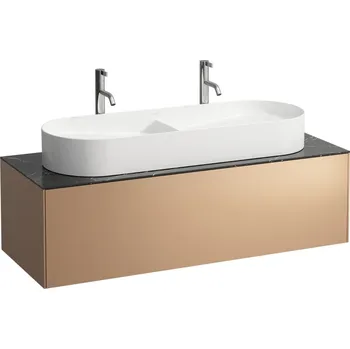 Koupelnový nábytek LAUFEN SONAR Skříňka pod umyvadlo, s 1 zásuvkou, pro umyvadlové mísy H812348, H812349, s výřezem uprostřed 1175x455, Měď & nero marquina - H4054710341411