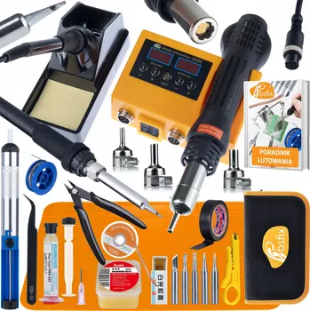 Páječka Horkovzdušná pájecí stanice 2v1 ROSFIX 660W LCD sada 16v1 v organizéru
